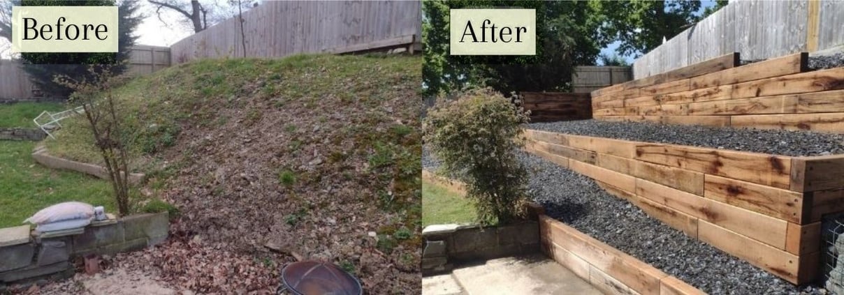 before and after of a garden