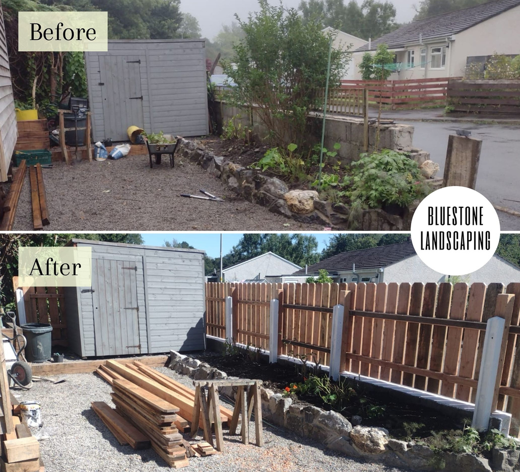 before and after of new fencing
