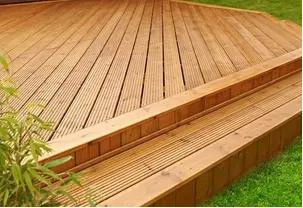 a wooden decking with steps